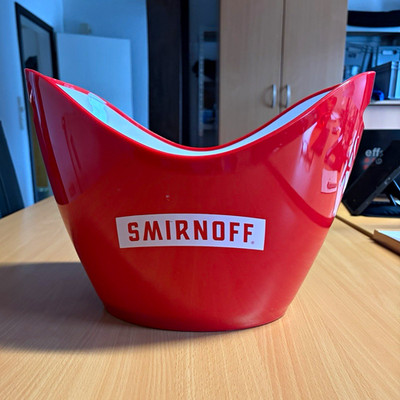 Smirnoff Eiseimer/Weinkühler rot-weiß aus Kunststoff mit Griffen, Logo