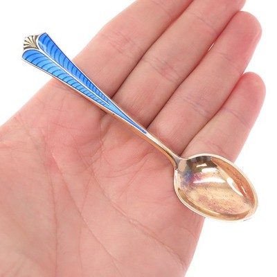 ○北欧 DAVID ANDERSEN ノルウェー SILVER 925 スプーン DAVID ANDERSEN 925S Sterling Gold Plated Vintage Norway Enamel