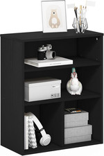 3-Tier Adjustable Bookshelf, Black Oak Cube Storage for Home Office