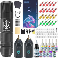 POSEIDON Tattoo Gun Kit - Wireless Tattoo Pen Kit Tattoo Kit with 2Pcs Tattoo Ba