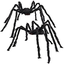 JOYIN 2 Pack 5 Ft Halloween Outdoor Decorations Hairy Black Spider, Scary Giant