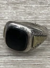 Sterling Silver Vintage Men's Black Onyx Stone Ring 11.5 US 7.0g