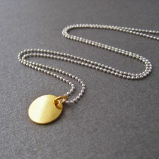 Collier minimaliste en argent 925/1000e pastille ronde en plaqué or CO39