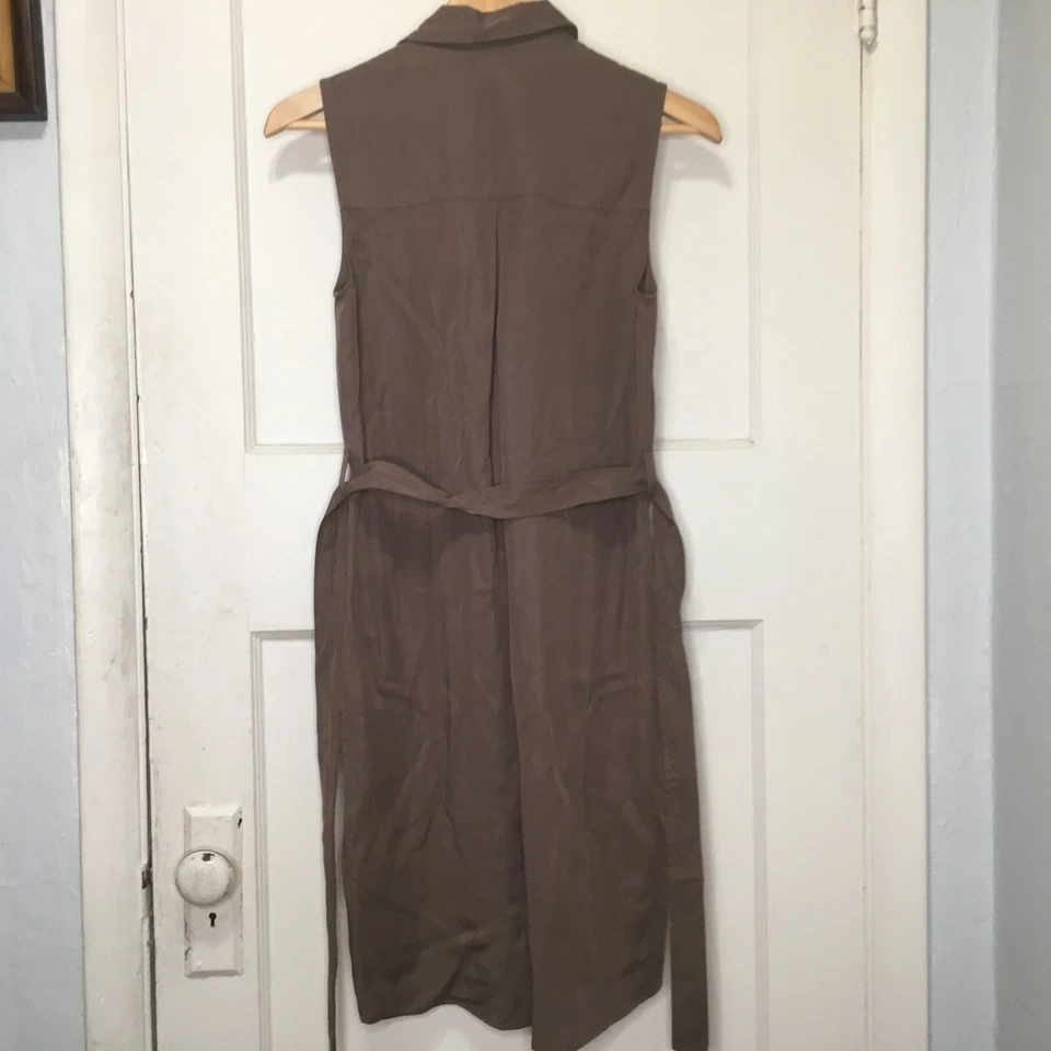 NUEVO Vestido Camisa Three Dots Para Mujer Talla S Marrón Sin Mangas Botón Delantero Foto 2 de 4