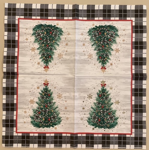 TWO Christmas Tree Trees Paper Napkin Decoupage Holiday Winter Buffalo Gold - Picture 2 of 2