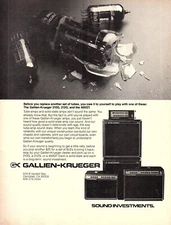 vtg 1970s GALLIEN KRUEGER MAGAZINE PRINT AD Solid State Guitar Bass Amps Pinup
