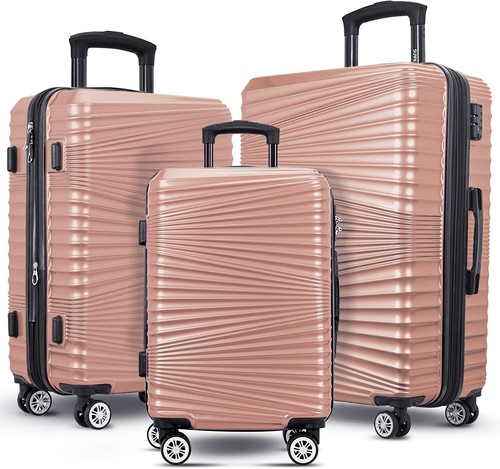Hard Case Luggage Shell PC+ABS Cabin Suitcase 4 Wheel Travel Bag Lightweight 3pc - Picture 10 of 27