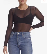 Commando Chic Mesh Long Sleeve Tee TU115 Black Size Lg/XL