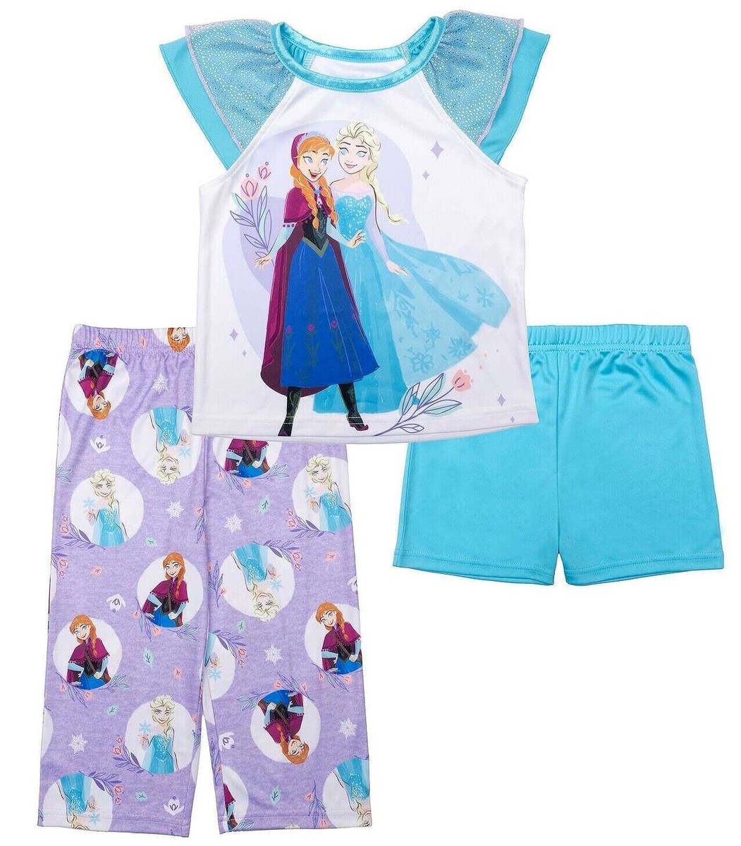 Disney Frozen Pajamas Set Shirt Pant Short Toddler Girls 2T 3T 4T Elsa Anna  Olaf