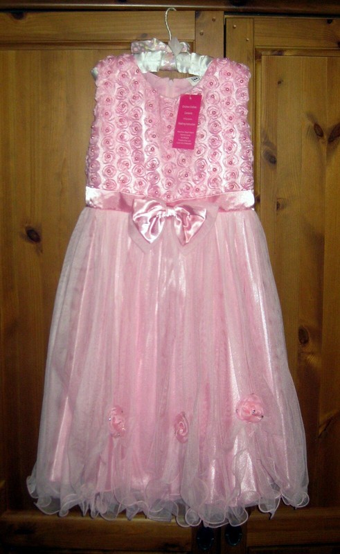 NWT Sunboree Pink Layered Tulle Tutu Dress Floral Bodice Roses w/Pearl Size 9/10