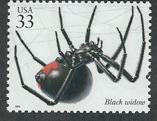Scott #3351-a...33 Cent...Insects & Spiders...Black Widow Spider...3 Stamps