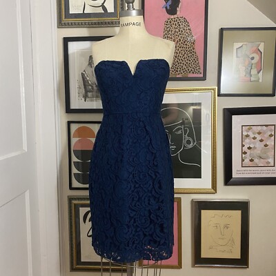J Crew Cathleen strapless lace dress for weddings $275 Acropolis Blue NWT  sz 4 | eBay