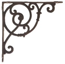Decorative Shelf Bracket Cast Iron Wall Brace DIY Craft Ornate Vine Rust 10" D