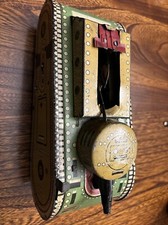 Vintage USA made Marx 1930s WWI Tin Litho Tank Doughboy Windup Toy