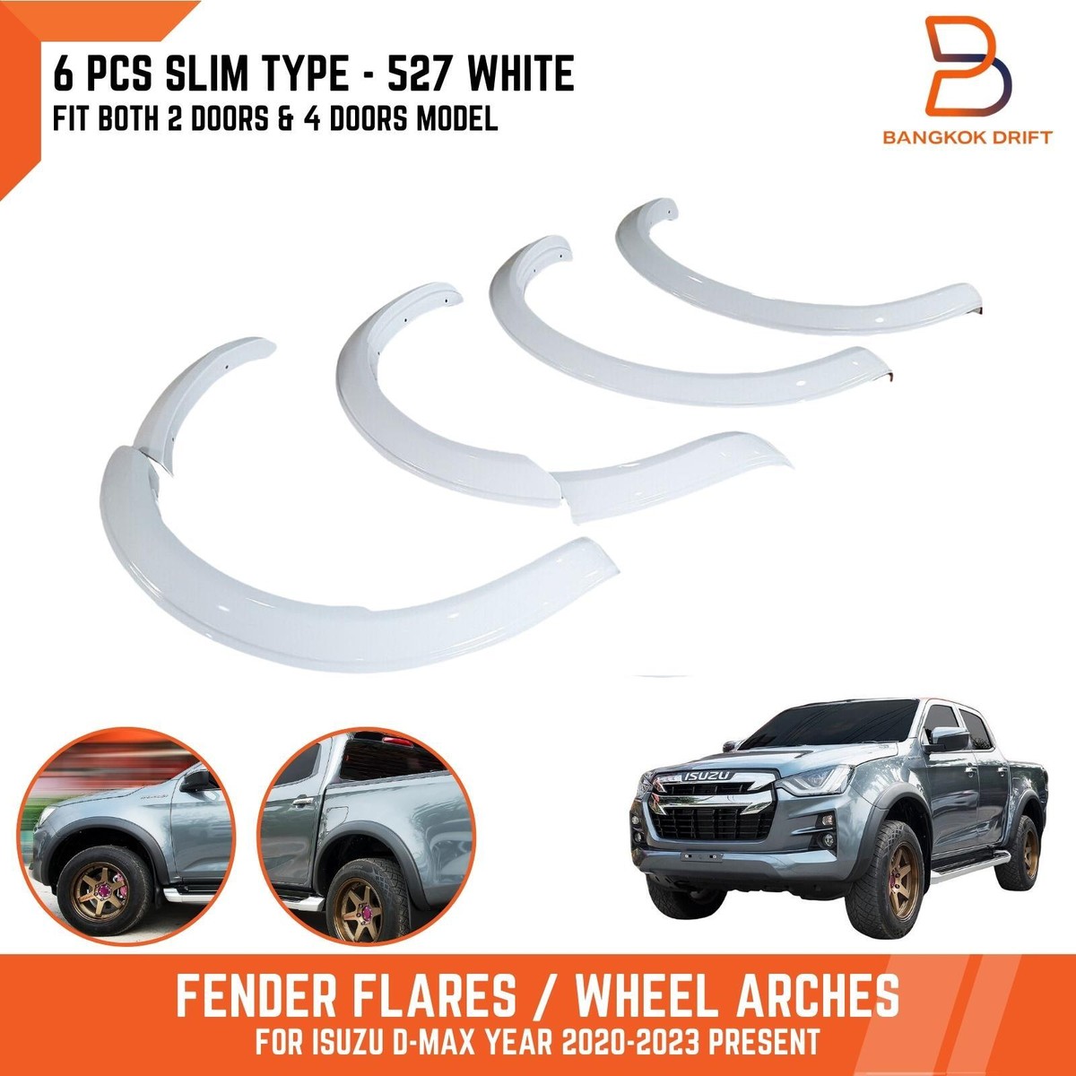 White FENDER FLARES WHEEL ARCH FOR ISUZU D-MAX 2020-2023 DMAX | eBay