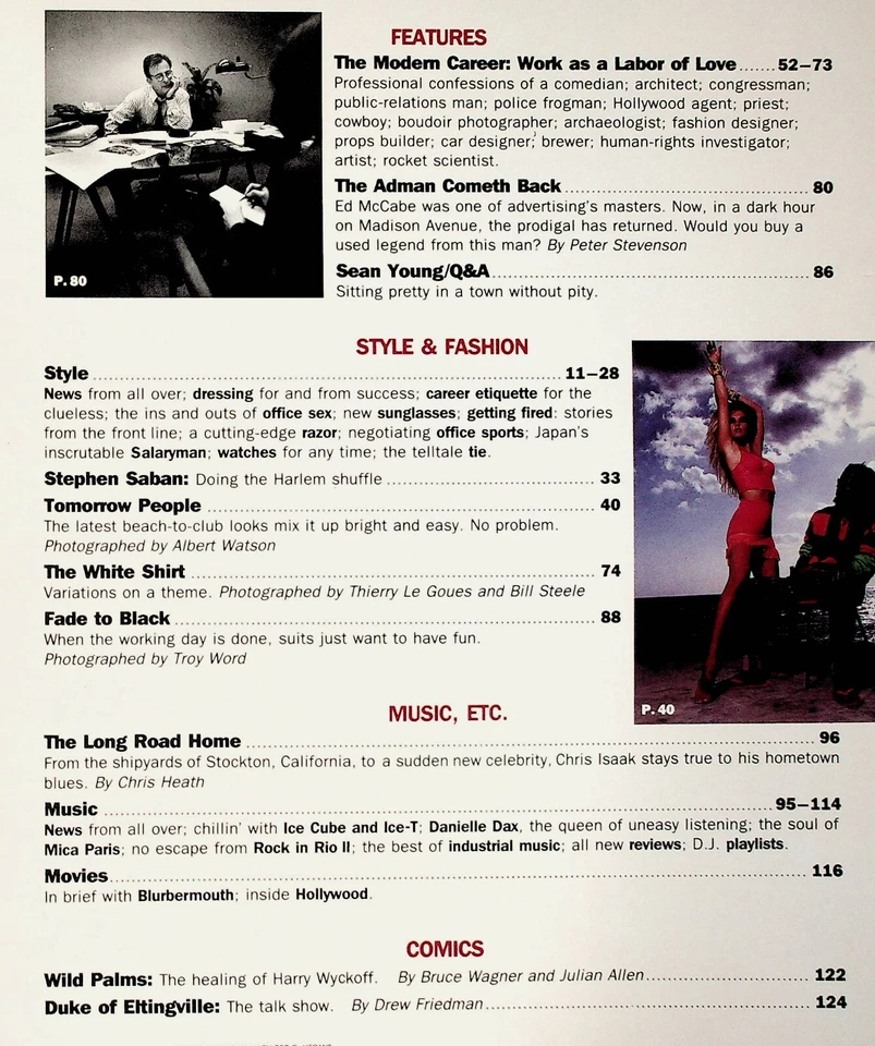 1991 May Details For Men Magazine Chris Isaak Sean Young Harlem Ed McCabe Foto 3 de 4