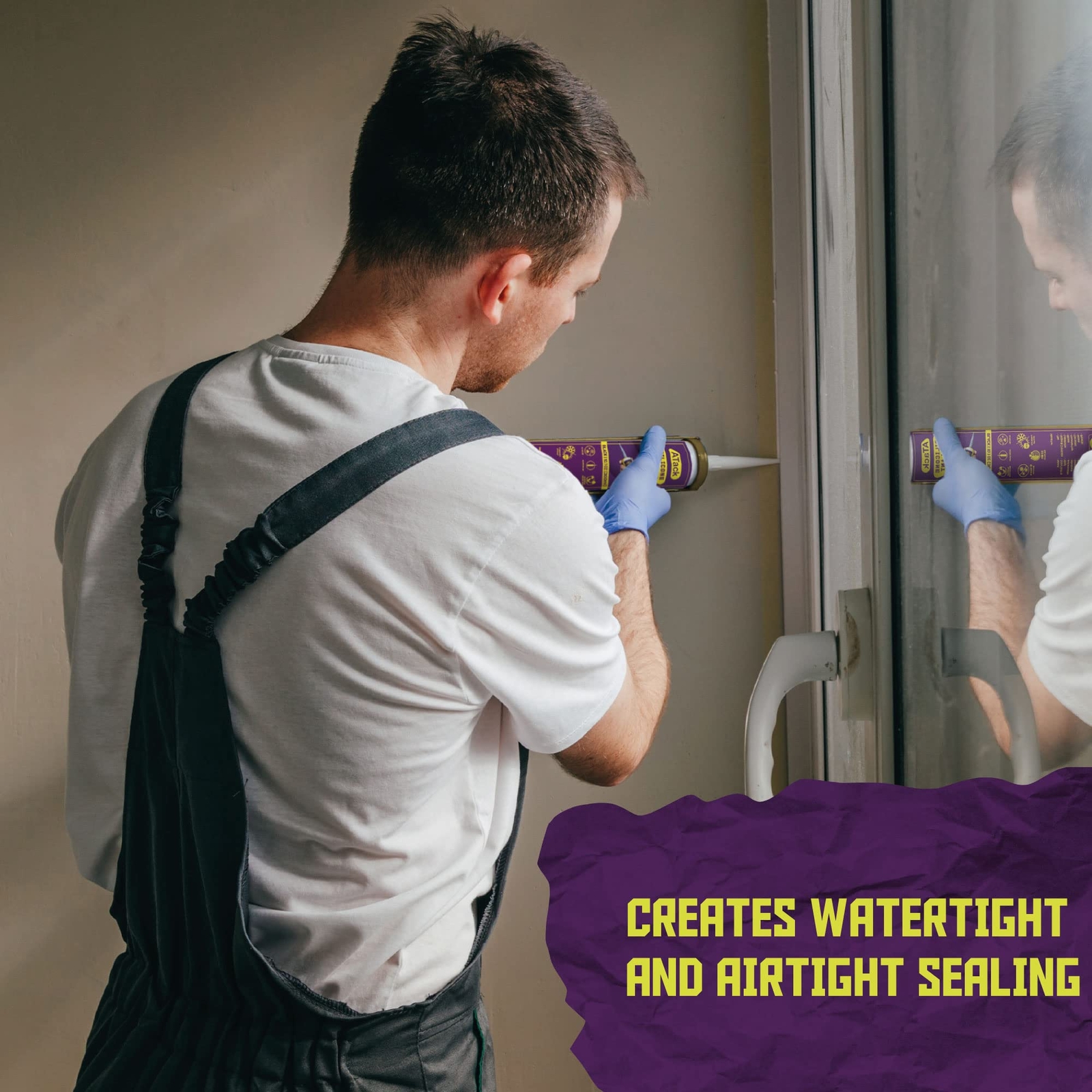 ATack Black Silicone Sealant Caulk 10.1 oz 100% Silicone Black Caulking Water...