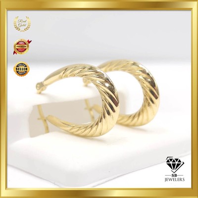 Gestempelt 10K Gold Diamant Schliff Stil ovale Form Reifen edle Ohrringe für Frauen