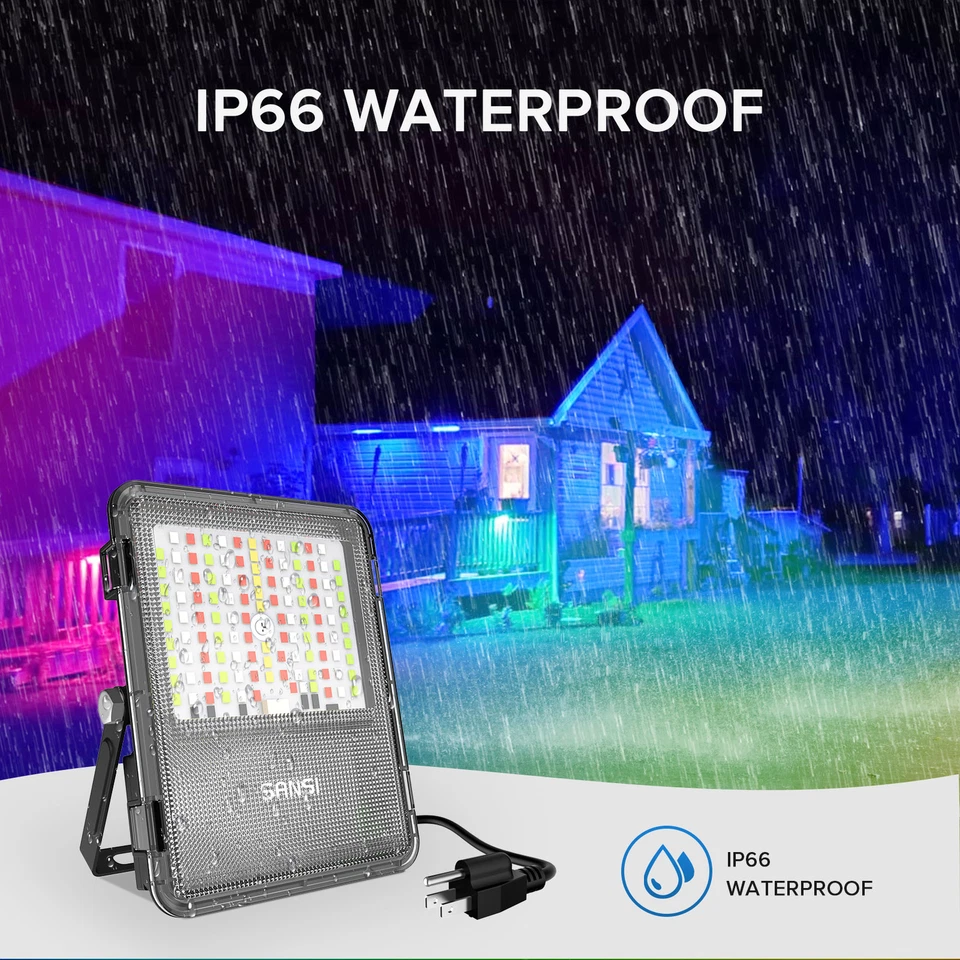 2 pack 160W LED Flood Light Christmas RGB Outdoor Party Dimming Mutilcolor IP66 - Image 2 of 4