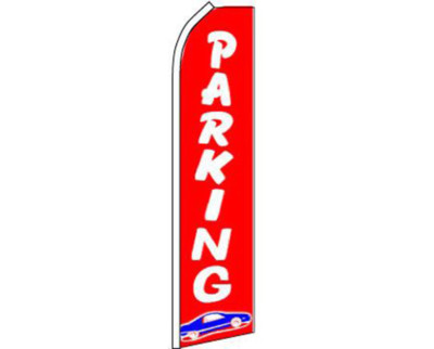 Pack of 2 Parking Red / White Swooper Super Feather Advertising Flag