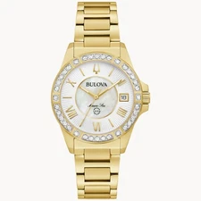 Bulova Marine Star Women's Quartz Gold-tone Diamond Accent 32MM Watch 98R294