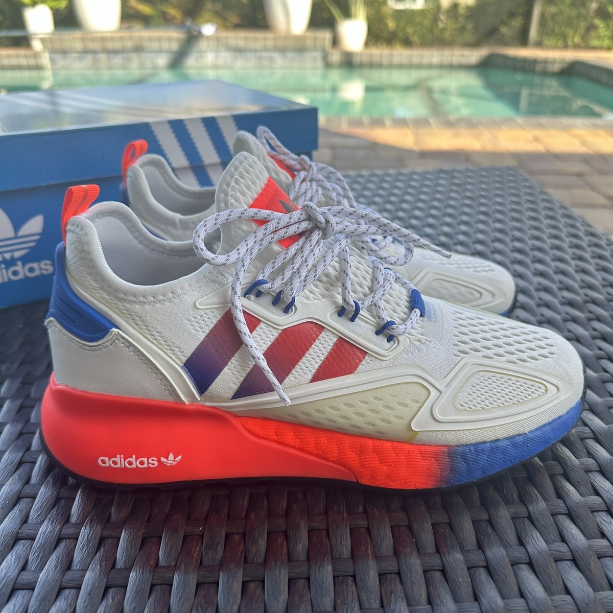 Adidas ZX 2K Boost J White Solar Red Kid's Athletic Shoes Adidas ZX 2K Boost J White Solar Red Kid's Athletic Shoes