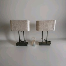 Set of 2 Touch Control Table Lamps 3-Way Dimmable Bedside Lamps Iron Linen USB