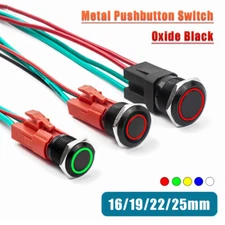 Metal Pushbutton Switch Oxide Black 16/19/22/25mm 15A/20A IP66/IP68 Waterproof
