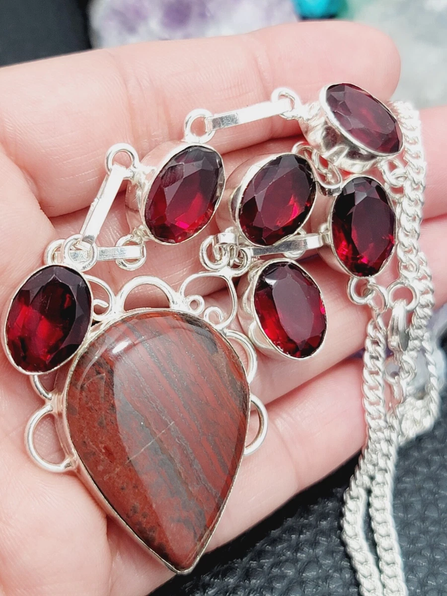 Red garnet stone necklace deals