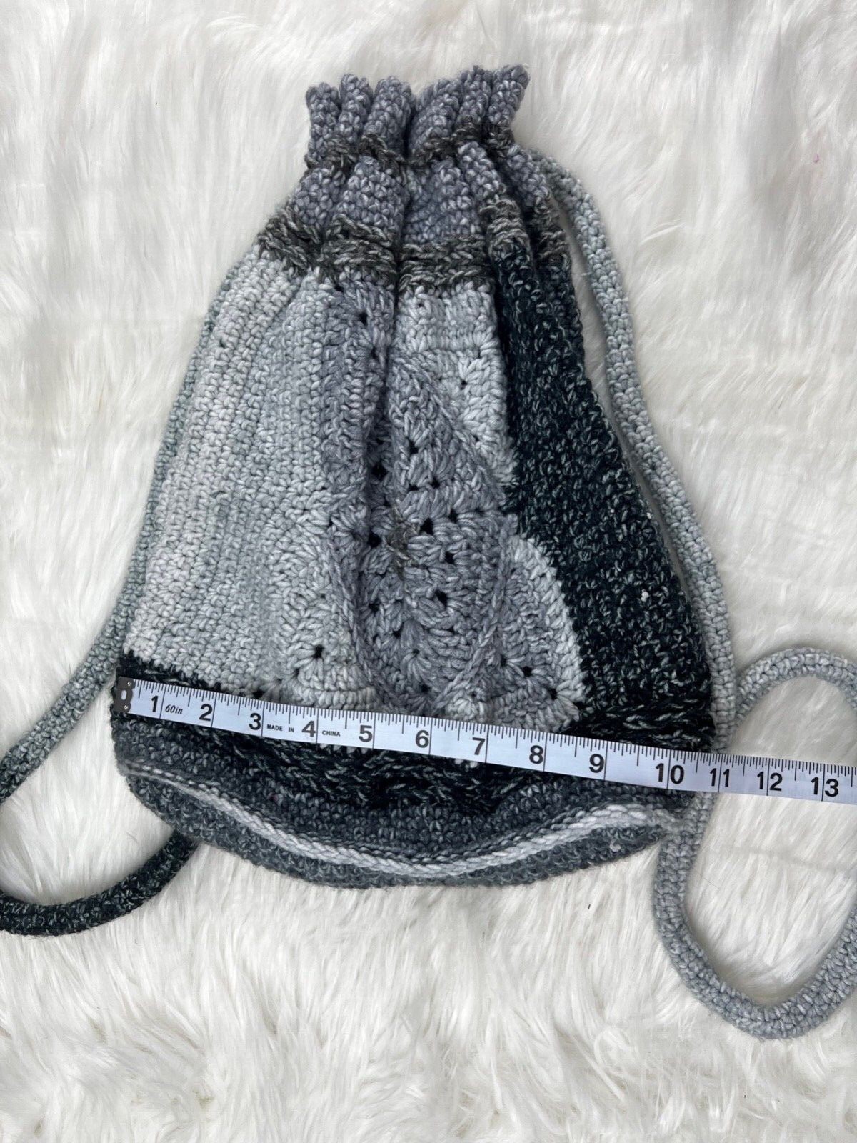 HANDMADE Black/White/Gray Drawstring Small Bucket… - image 5