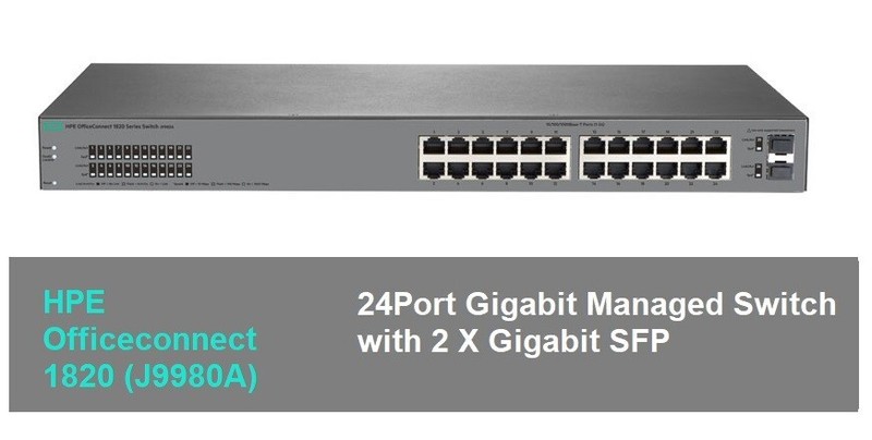 HPE HP 1820-24G Switch J9980A  24 Port Gigabit Managed L2 Switch With Rack Ears