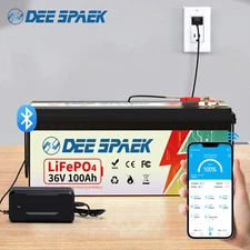36V 100Ah LiFePO4 Battery 15000+Cycles Lithium Bluetooth Solar RV Trolling Motor