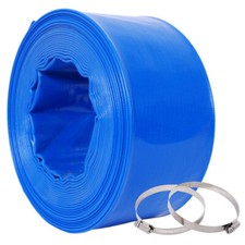 3"x50FtPool Backwash Hose, Blue Reinforced PVC Lay Flat Water Discharge Hose
