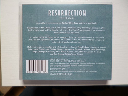 Doctor Who Commentary CD Resurrection of the Daleks Rula Lenska, Eric Saward - Picture 2 of 2