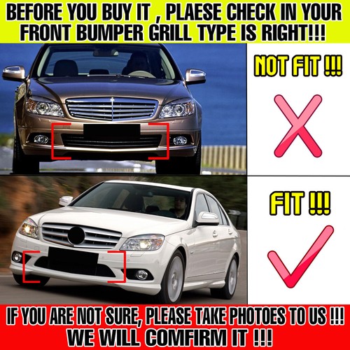 Glossy Black Front Bumper Grille Mesh Lower for Mercedes C-Class W204 2007-2011 - Foto 3 di 11