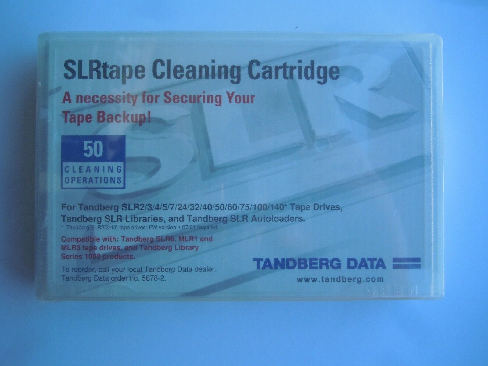 NEW Sealed Tandberg  MLR/SLR Dry cleaning tape cartridge p/n 5678-2 