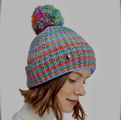 KATE SPADE Marled Stripe light pink Pom Pom Beanie Hat Pink Stripe Beanie Hat with Pom Pom – ENVY ME PINK main image 4