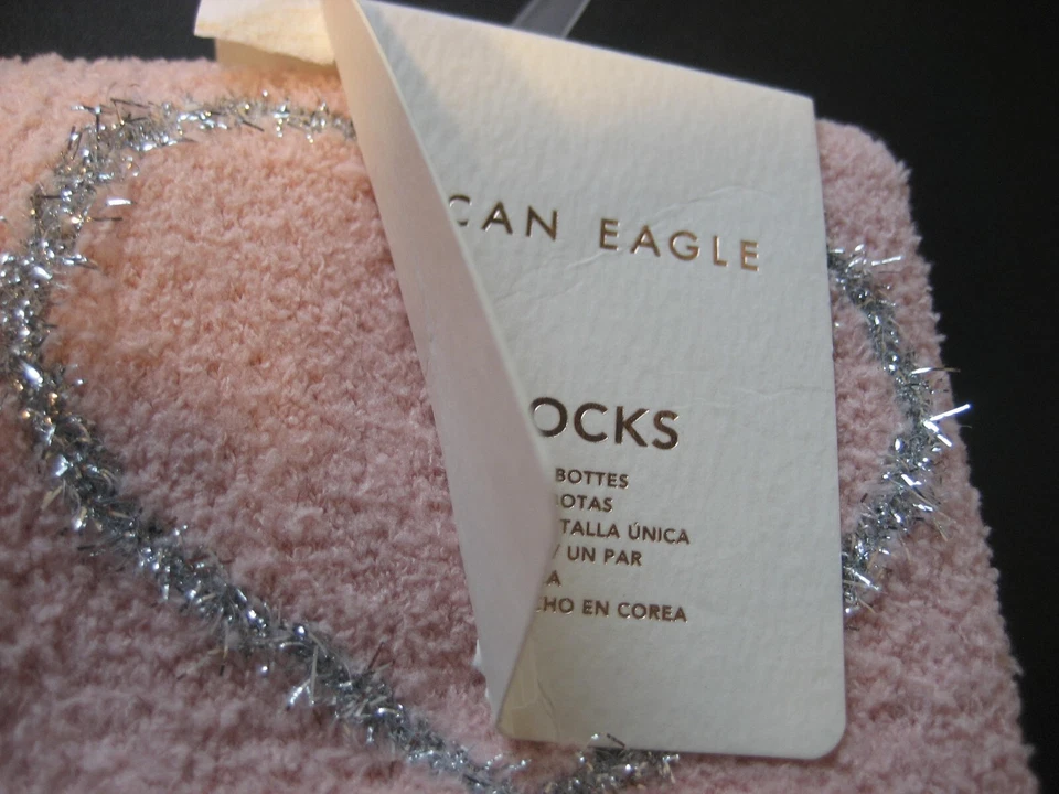 NUEVO CON ETIQUETAS American Eagle Boot Calcetines Rosa "Kiss Me" Foto 4 de 4