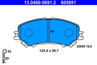 ATE 13.0460-5691.2 Bremsbelagsatz, Scheibenbremse Vorderachse FÜR Nissan Renault