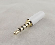 1x White 3.5mm 1/8" 4 Pole Male TRRS Repair Headphone Plug Metal Audio Soldering