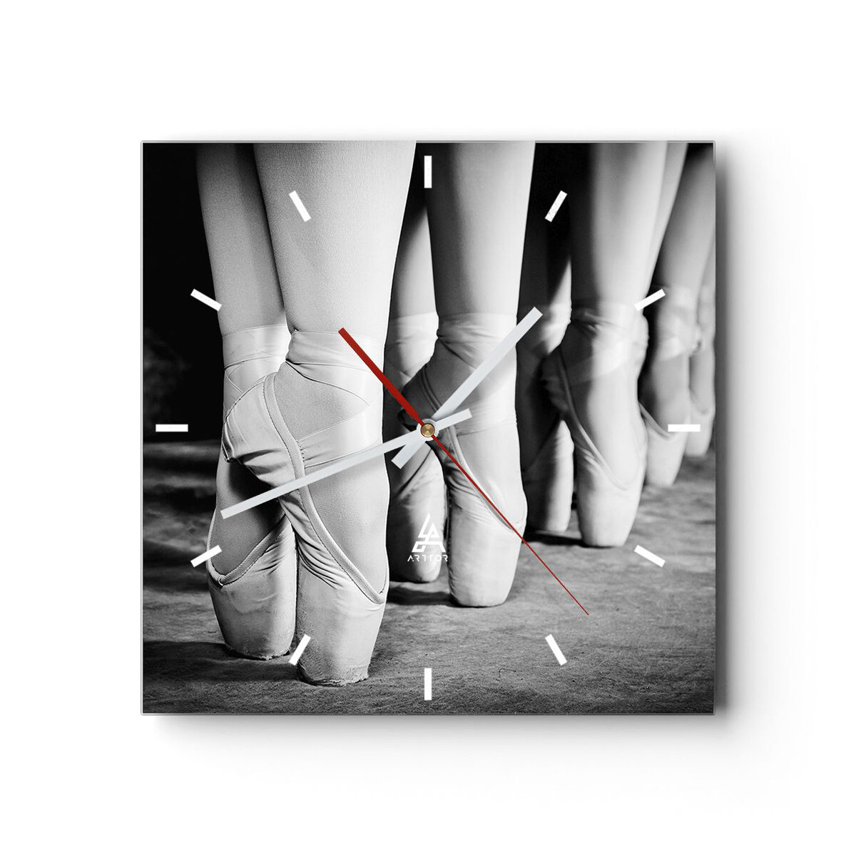 Reloj de Pared 30x30cm Reloj de Vidrio Zapatillas De Ballet Pies Danza