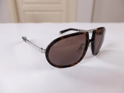 Occhiali da sole DSQUARED2 in acetato marrone sfumato e metallo ovali autentici designer - Foto 2 di 7