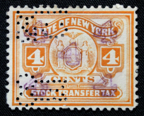 US Stamps Revenue 4c State of New York Stock Transfer Tax Stamp GRL20 - Picture 1 of 1