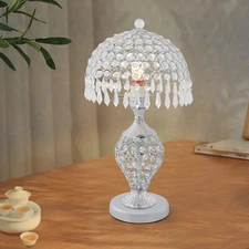 Modern Crystal Table Lamp Round Base Bedroom Luxury Decorative Table Lamp Silver