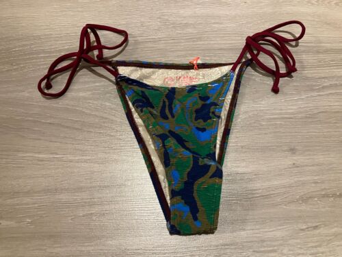 S Free People Michelle slip bikini stampato, verde blu, medio, prezzo consigliato $98 - Foto 2 di 4