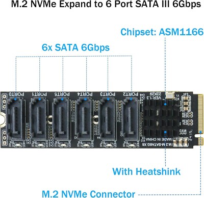 ChenYang CY M.2 NGFF NVME M-Key PCI Express naar SATA 3.0 6Gbps 5 poorten adapter converter harde schijf uitbreidingskaart JMB585 2280