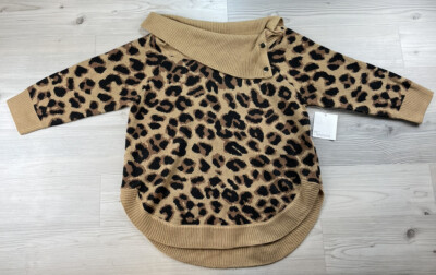 89 + Madison Women s Camel Leopard Jacquard Cowel Neck Sweater Size XL NEW