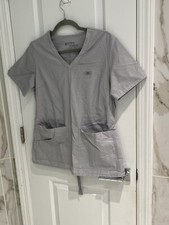 Barco Uniforms Work Force Gray V Neck Scrub Top 2 Front Pockets Size Small