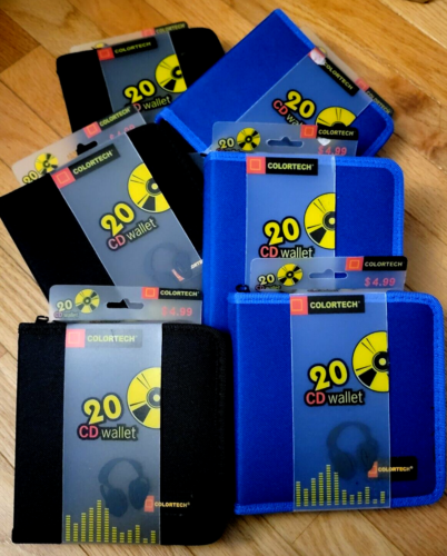 Colortech 20 CD Wallet - LOT OF 3 BLACK & 3 BLUE Wallets - BRAND NEW STORE STOCK - Picture 1 of 5