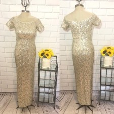 Gold Elegant Sequin Gown High Side Slit